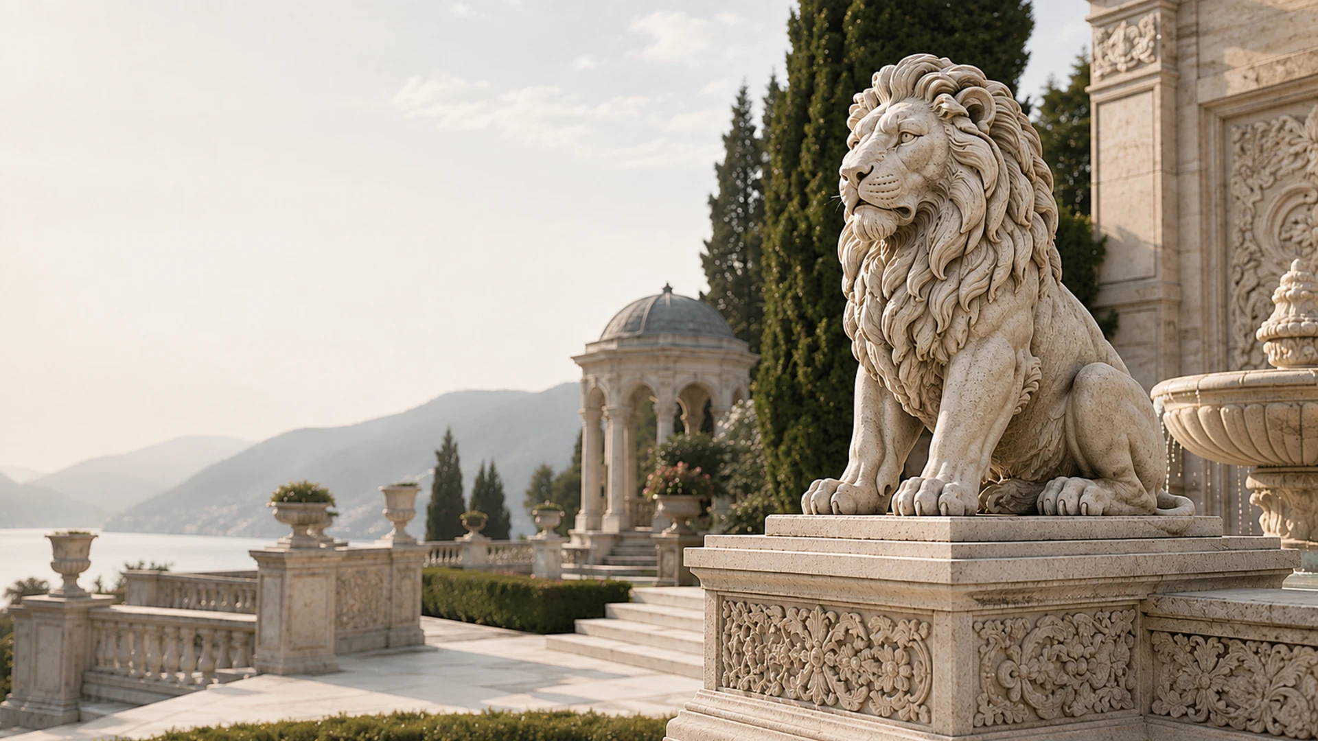 Stone sculpture banner
