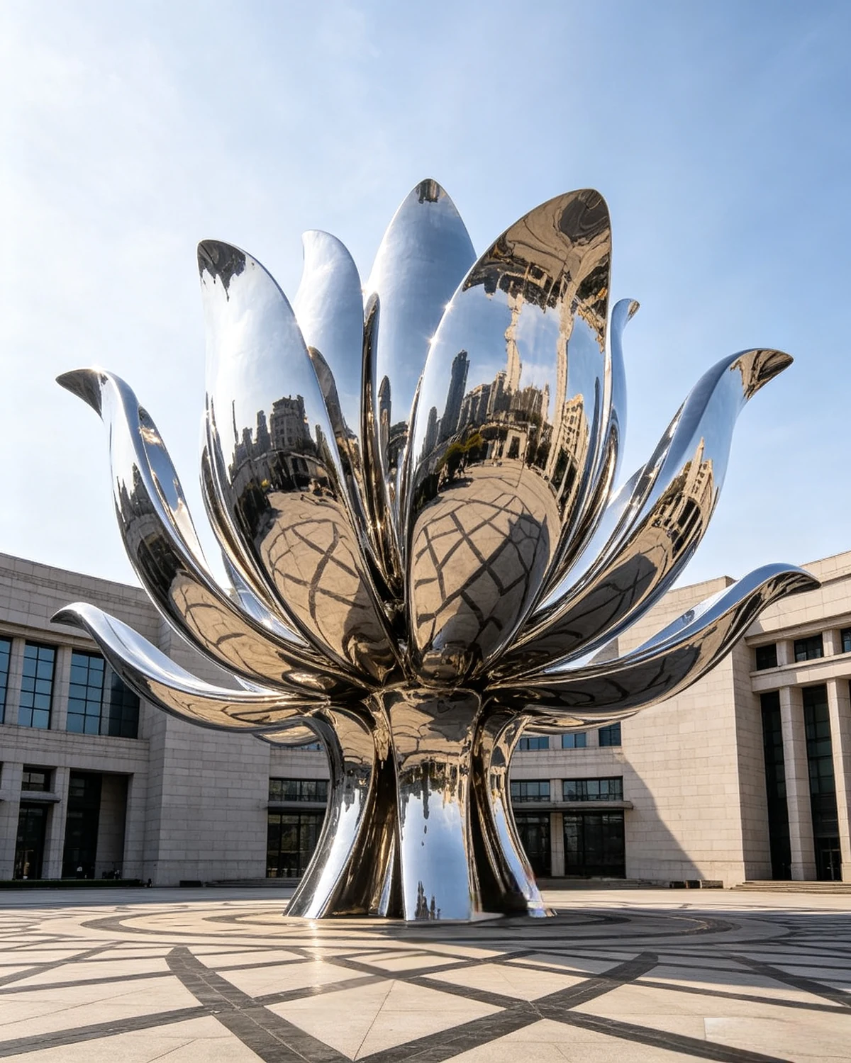 Stainless Steel Lotus Plaza Sculpture