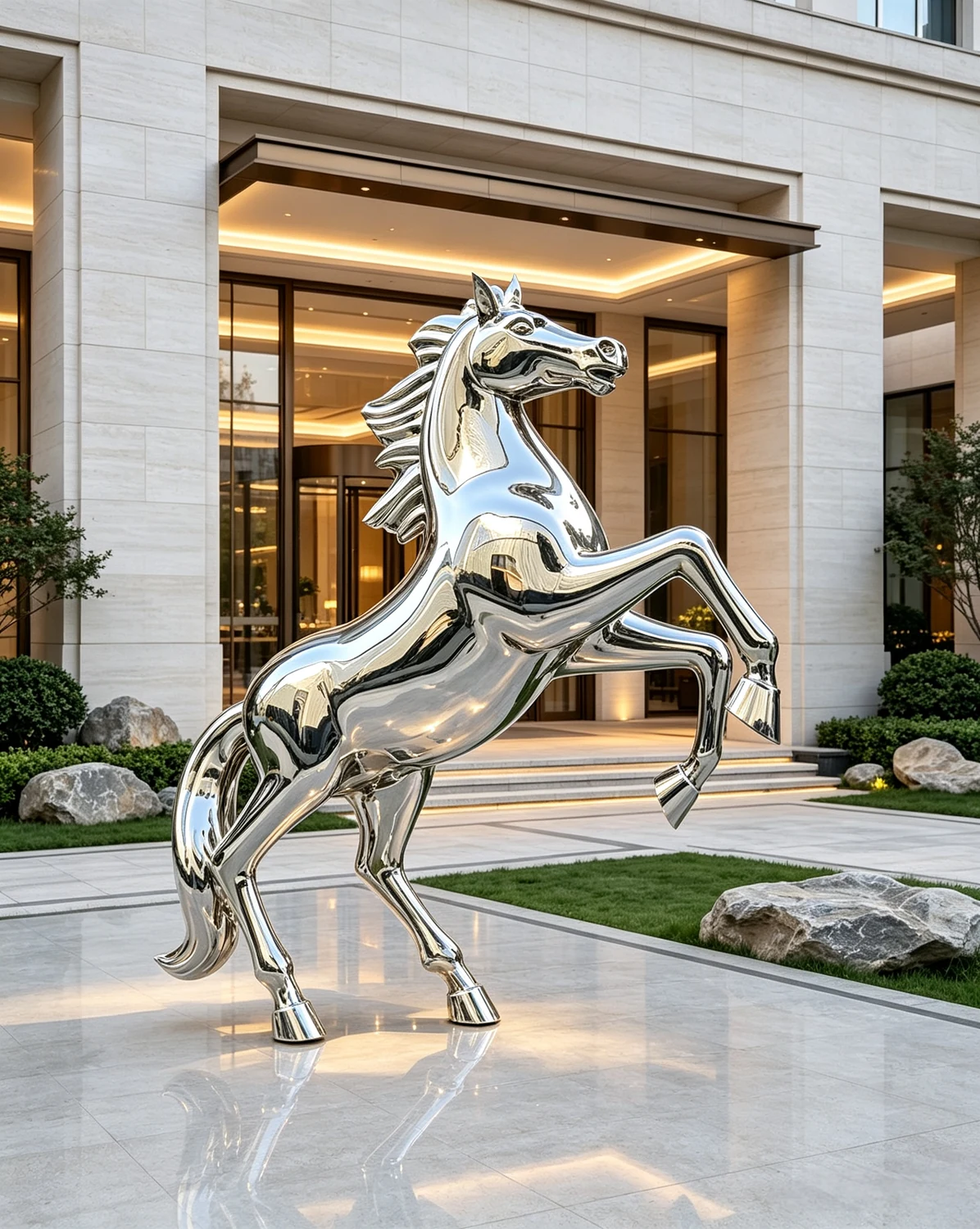 Rearing Horse Garden Sculpture
